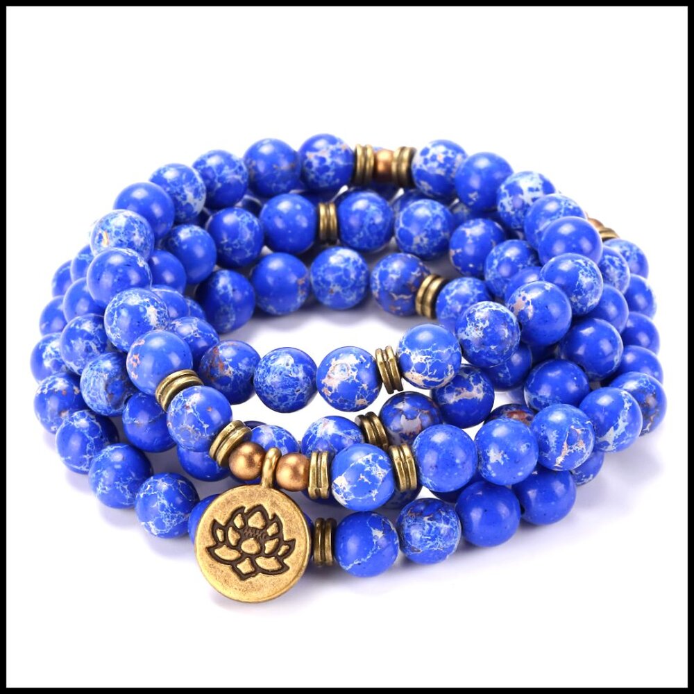 Malachite Mala Bead Bracelet Meditation Yoga Spiritual Boho Strand Jewelry